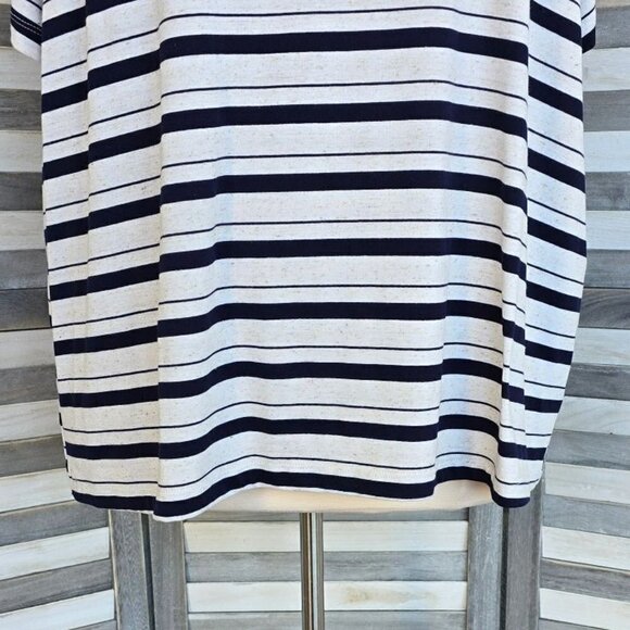 Lace Trim Short Sleeve Stripe Top | 89th & Madison | 3X - Picture 2 of 13